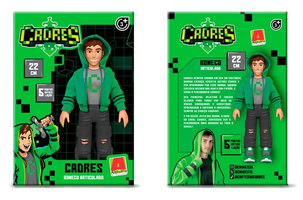 Boneco Vinil Articulado Cadres com Jaqueta de Capuz- Disponível em 22cm